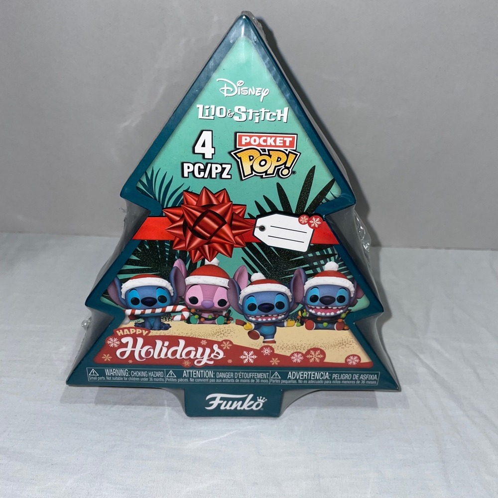 Disney Lilo & Stitch Funko Pocket Pop 4 Piece Holiday Christmas Tree Set